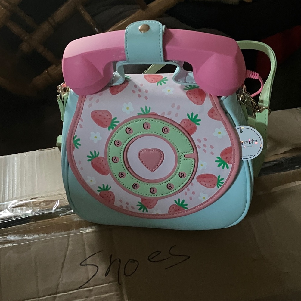 Pink and Mint Kids Telephone Bag